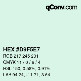 Color code: HEX #D9F5E7 | qconv.com