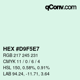 Code couleur: HEX #D9F5E7 | qconv.com