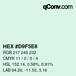 Color code: HEX #D9F5E8 | qconv.com