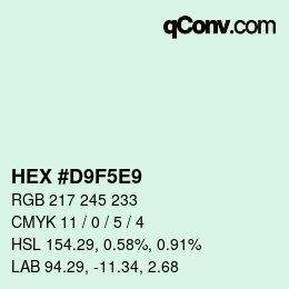 Farbcode: HEX #D9F5E9 | qconv.com