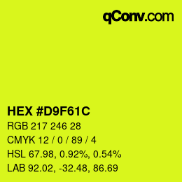 Color code: HEX #D9F61C | qconv.com