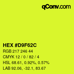 Color code: HEX #D9F62C | qconv.com