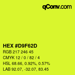 Color code: HEX #D9F62D | qconv.com