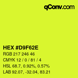 Color code: HEX #D9F62E | qconv.com