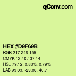 Farbcode: HEX #D9F69B | qconv.com