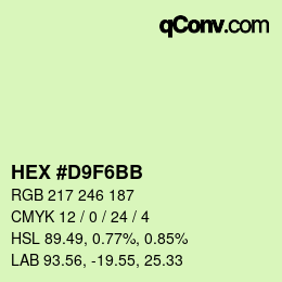 Color code: HEX #D9F6BB | qconv.com