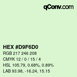Color code: HEX #D9F6D0 | qconv.com