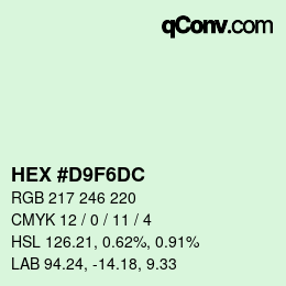 Color code: HEX #D9F6DC | qconv.com