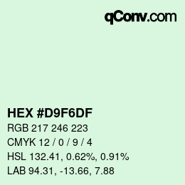 Color code: HEX #D9F6DF | qconv.com