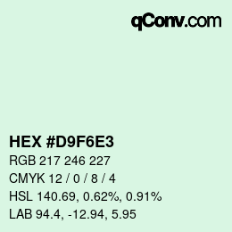 Color code: HEX #D9F6E3 | qconv.com