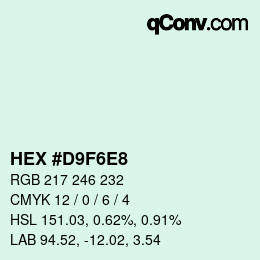 Color code: HEX #D9F6E8 | qconv.com