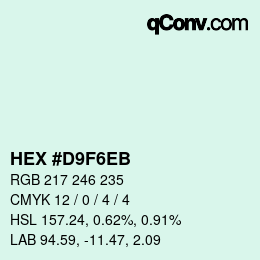 Color code: HEX #D9F6EB | qconv.com
