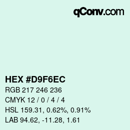 Color code: HEX #D9F6EC | qconv.com