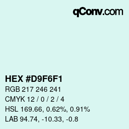 Color code: HEX #D9F6F1 | qconv.com