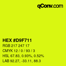 Color code: HEX #D9F711 | qconv.com