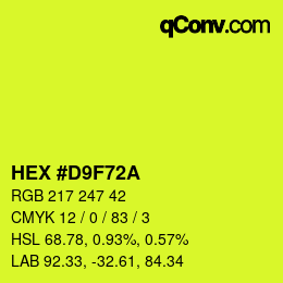 Color code: HEX #D9F72A | qconv.com