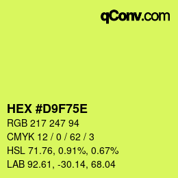Color code: HEX #D9F75E | qconv.com