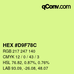 カラーコード: HEX #D9F78C | qconv.com