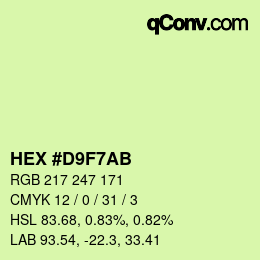 Color code: HEX #D9F7AB | qconv.com