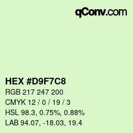 Color code: HEX #D9F7C8 | qconv.com