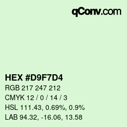 カラーコード: HEX #D9F7D4 | qconv.com