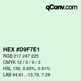 Color code: HEX #D9F7E1 | qconv.com
