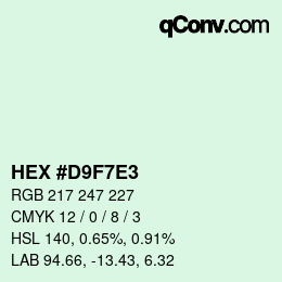Code couleur: HEX #D9F7E3 | qconv.com