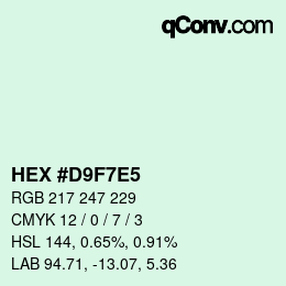 Farbcode: HEX #D9F7E5 | qconv.com