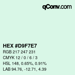 Farbcode: HEX #D9F7E7 | qconv.com