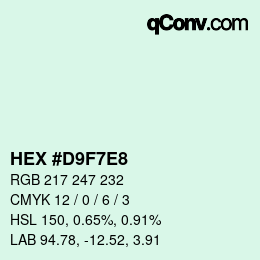 Color code: HEX #D9F7E8 | qconv.com