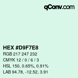 カラーコード: HEX #D9F7E8 | qconv.com