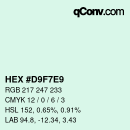 Farbcode: HEX #D9F7E9 | qconv.com