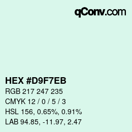 Color code: HEX #D9F7EB | qconv.com