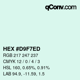 颜色代码: HEX #D9F7ED | qconv.com