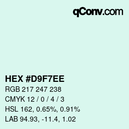カラーコード: HEX #D9F7EE | qconv.com