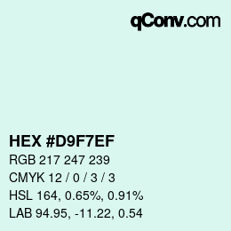 Color code: HEX #D9F7EF | qconv.com