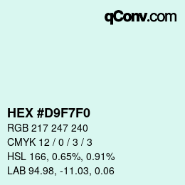 Color code: HEX #D9F7F0 | qconv.com