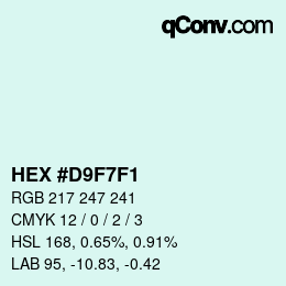 Color code: HEX #D9F7F1 | qconv.com