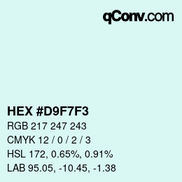カラーコード: HEX #D9F7F3 | qconv.com