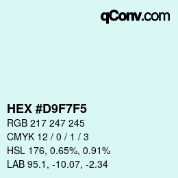 Color code: HEX #D9F7F5 | qconv.com