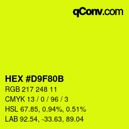カラーコード: HEX #D9F80B | qconv.com