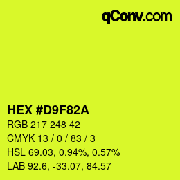Color code: HEX #D9F82A | qconv.com