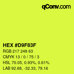 Color code: HEX #D9F83F | qconv.com