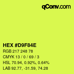 カラーコード: HEX #D9F84E | qconv.com