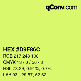 Color code: HEX #D9F86C | qconv.com