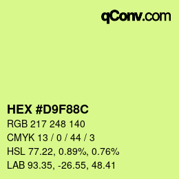 Color code: HEX #D9F88C | qconv.com