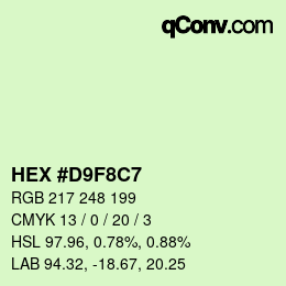 Farbcode: HEX #D9F8C7 | qconv.com