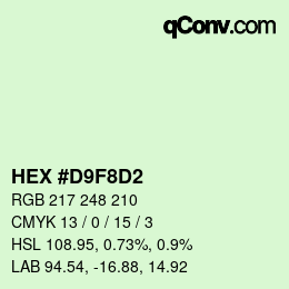 Color code: HEX #D9F8D2 | qconv.com