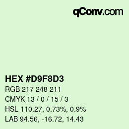 Color code: HEX #D9F8D3 | qconv.com