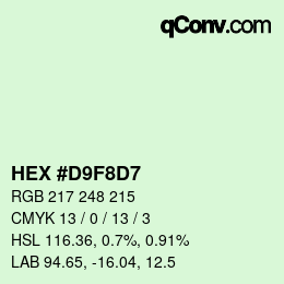 Color code: HEX #D9F8D7 | qconv.com